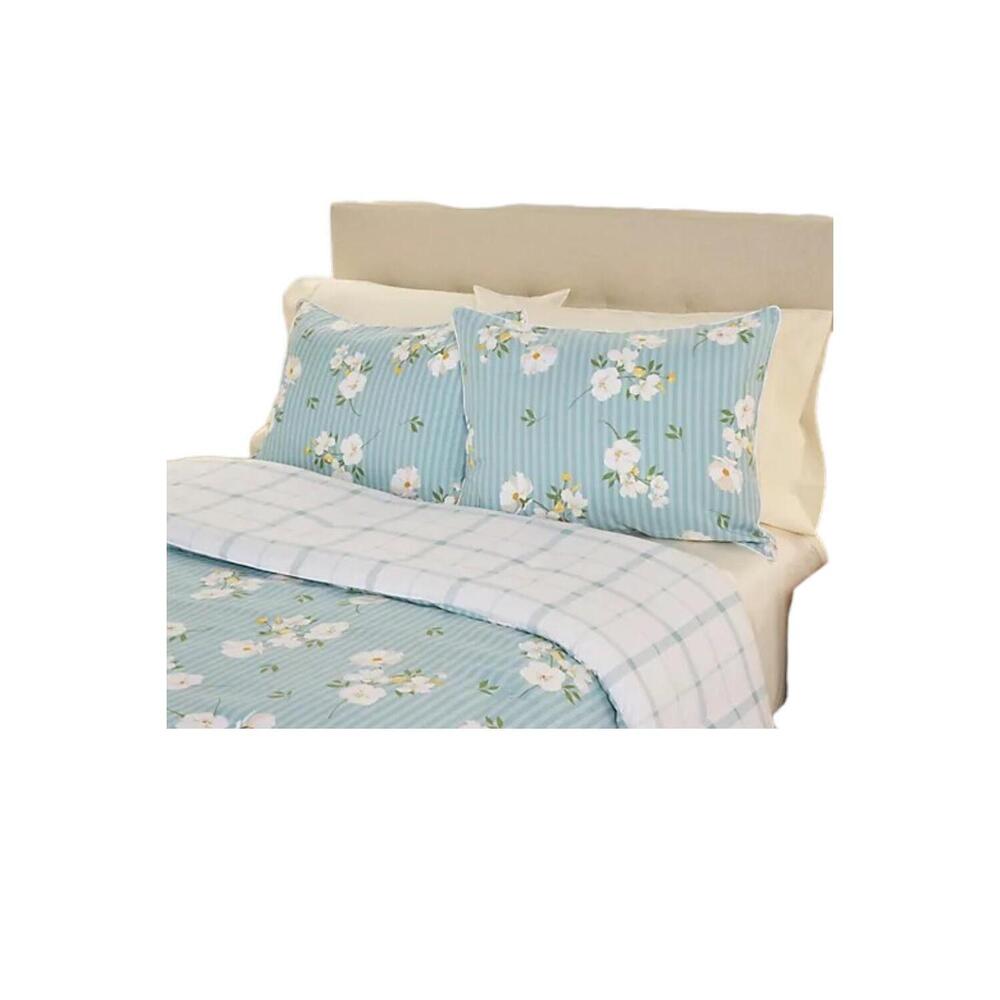 Home Reflections Floral Stripe Comforter & Sham Set Blue